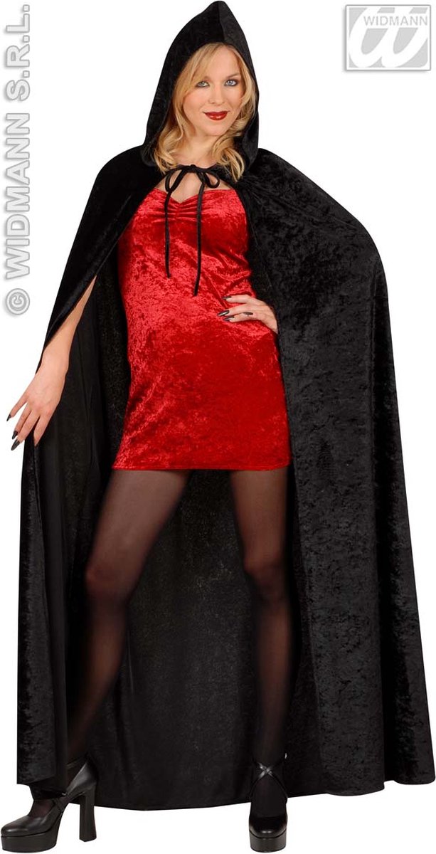 Fluwelen Lange Zwarte Cape (150Cm) | One Size